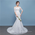 Latest design off shoulder mermaid lace wedding dress with train vestido de novia de encaje hot sale elegant bridal dress